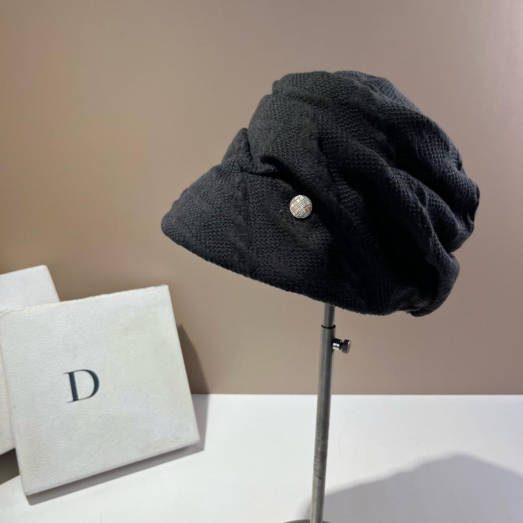 Twist Knitted Stacking Hat Warm Trend Show Face Small Bag Head Hat Plain Makeup Versatile Bucket Hat