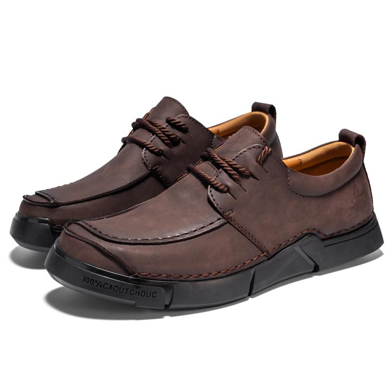 Fashion New Light Lace-up Hiking Flats Mens Casual Leather Men Outdoor Sneakers Walking Shoes Outdoor Male Running Climbing Footwear