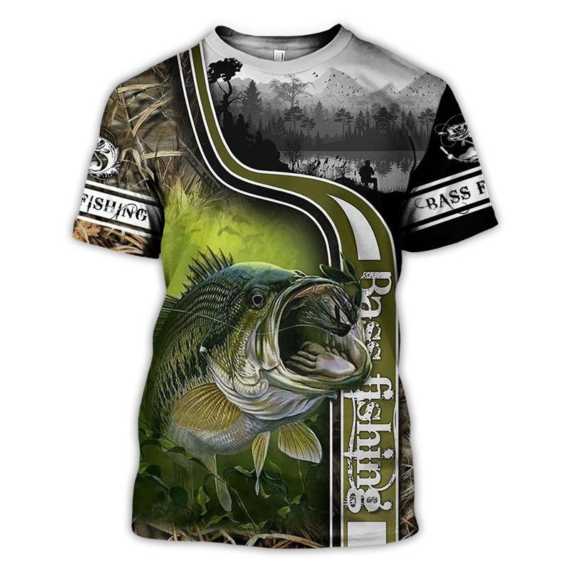 Men's 3D Printed Street Fashion T-Shirt Fishing Short Sleeve O-Neck Pullover Casual Top
