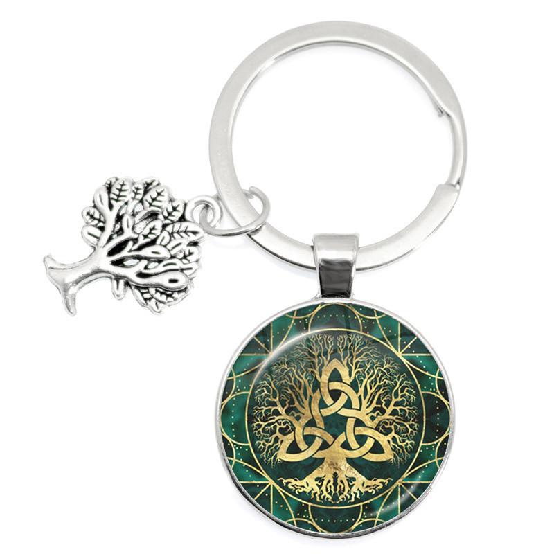 Tree Of Life Glass Keychain With Silver Alloy Accent For Everyday Use And Gift Ideas