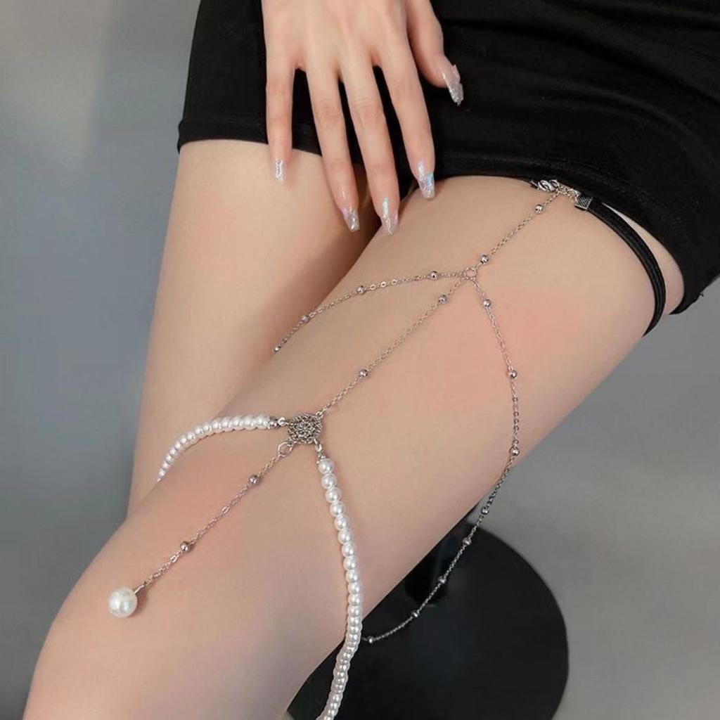 Premium Multi-Layer Pearl Chain Sexy Leg Chain Women'S Niche Design Fringed Body Chain Anklet With Jewelry