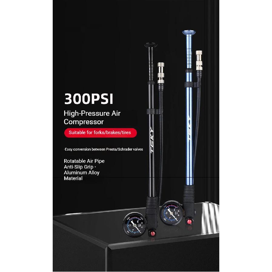 OFFBONDAGE Portable Bicycle Pump 300PSI Bike Air Pump Portable Tire Inflator MTB Road Bike Pump with Gauge Schrader Presta Valve