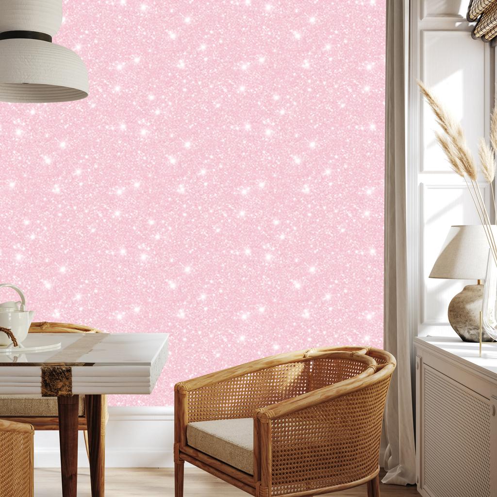 Powder Pink Glitter Wallpaper, Subtle Detail for Living Room and Bedroom 50x1000