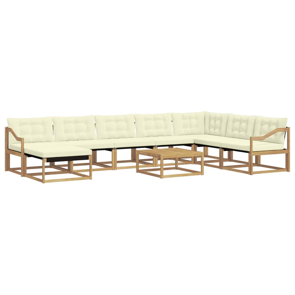 Outdoor Sofa Set 9 pcs White and Cream Solid Acacia Wood