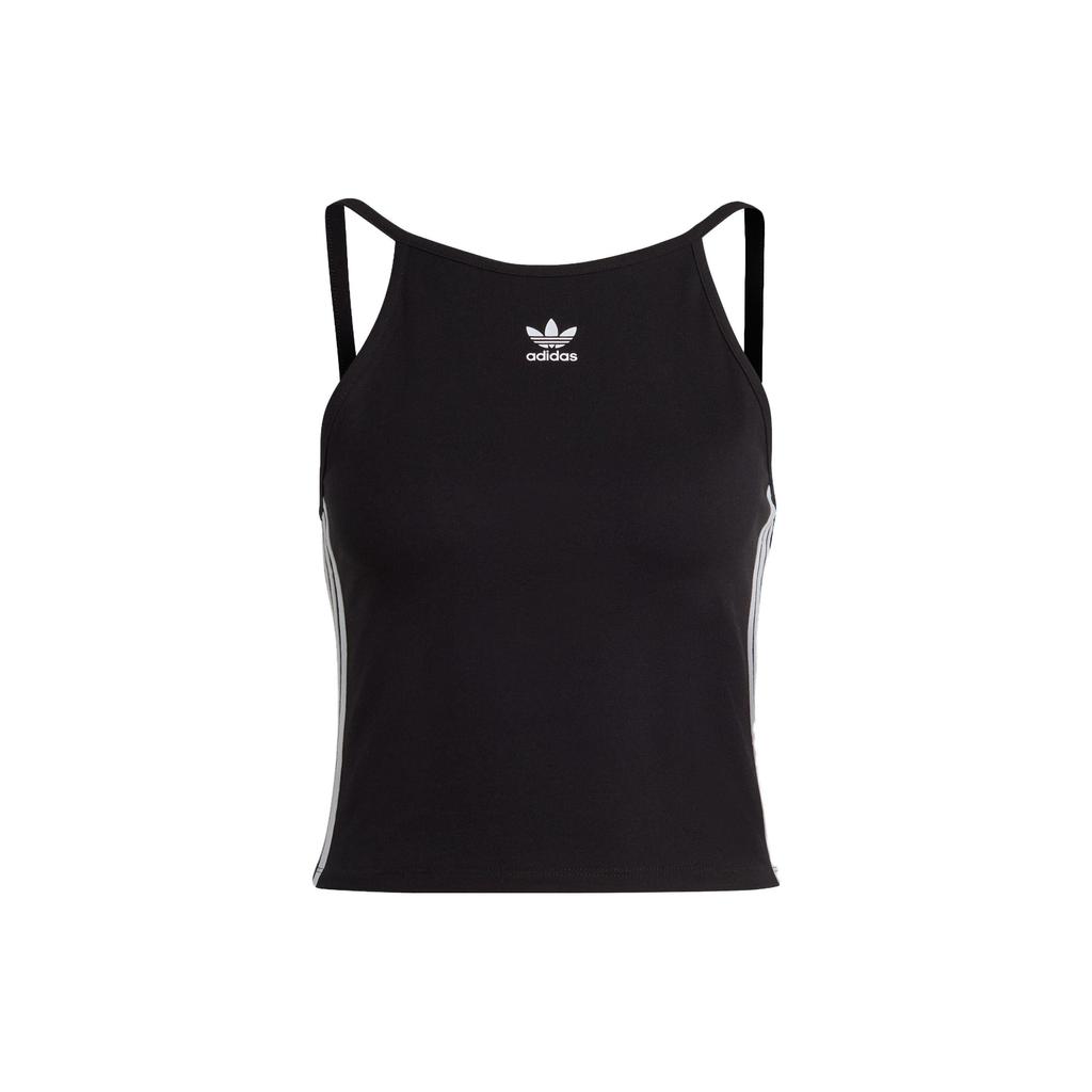 Adidas Originals Letter Logo Striped Tank Top Women Tops Black IB7302