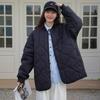 Neutral Style Simple Round-neck Baseball Jacket Cotton Jacket Autumn and Winter Short Large Size Men and Women Diamond-shaped Collarless Cotton Jacket