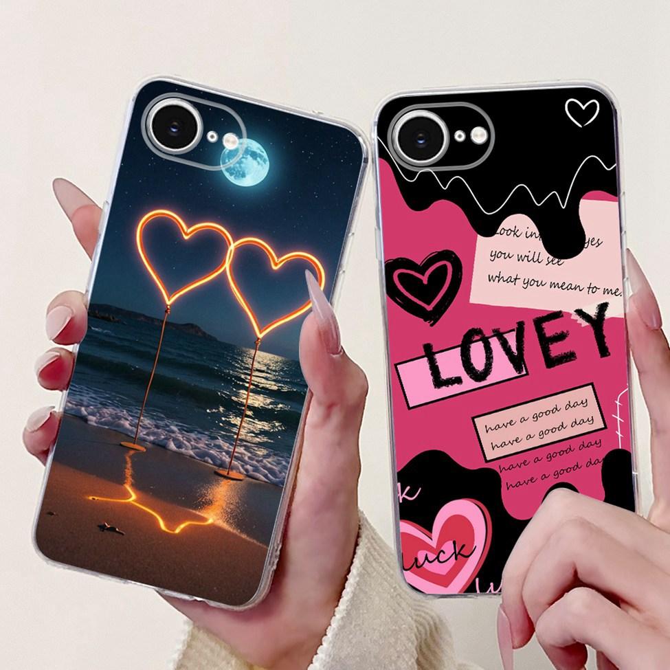 Clear For iPhone 16e A3212 A3409 A3410 A3408 Cover For iPhone 16e Case Fashion Luxury Flowers Cute Funny Painted Soft Bumper