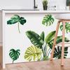 Tropical Green Plant Leaf Butterfly Wall Sticker Self-Adhesive Home Decor for Living Room Bedroom Entrance Decoration