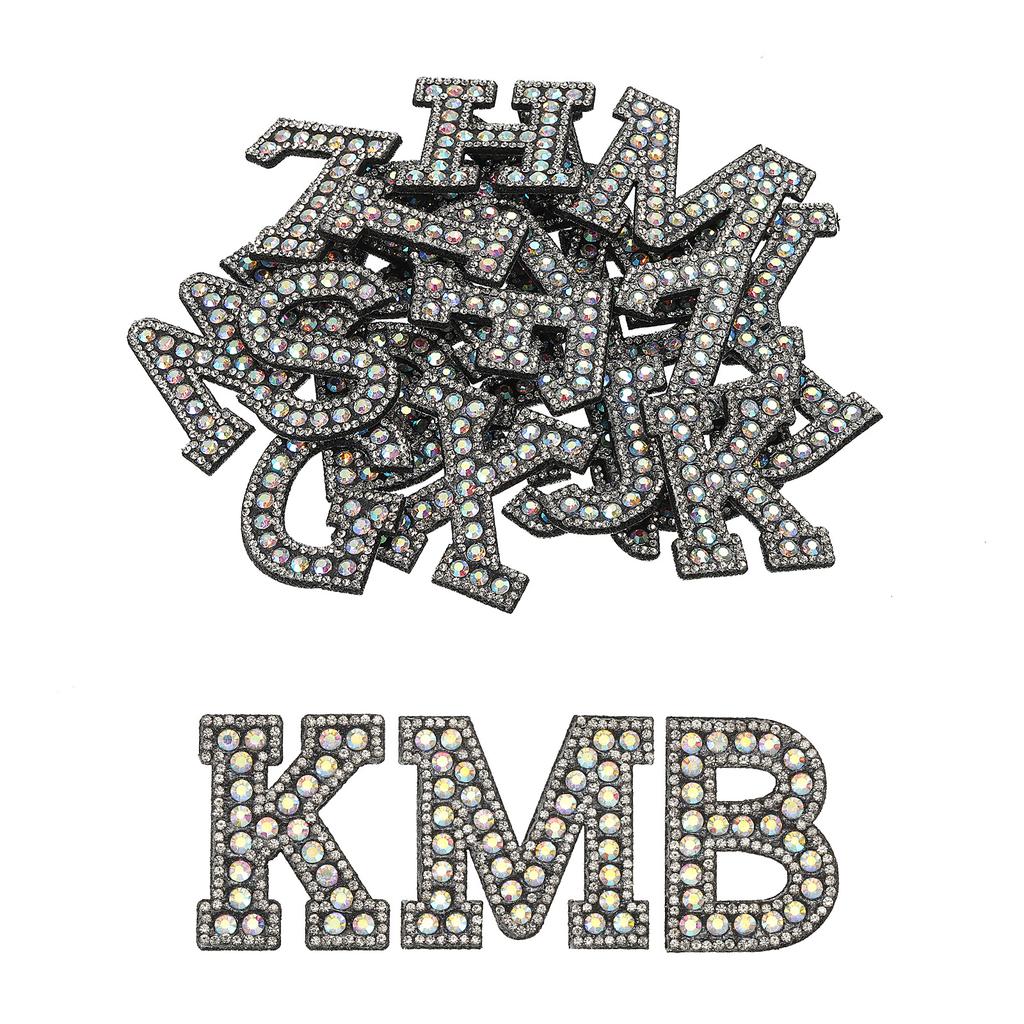 Iron On Patch Decorative A-Z Glitter Alphabet Applique Rhinestone English Letter for Handmade Bag Hat Jeans Clothes Applique DIY