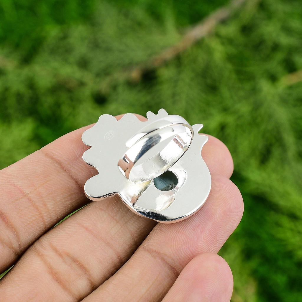 Mothers Day Deal Larimar Gemstone Sterling Silver Promise Flower Ring Jewelry