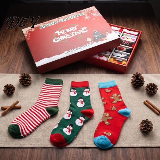 Interactive Parent Child Game 12 Pairs Christmas Socks Advent Calendar 2026, 24 Days Countdown Holiday Anticipation Surprise Set with Cotton