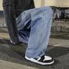 New Streetwear Loose Jeans Men Korean Style Fashion Loose Straight Wide Leg Pants Men's Brand Clothing Black Light Blue