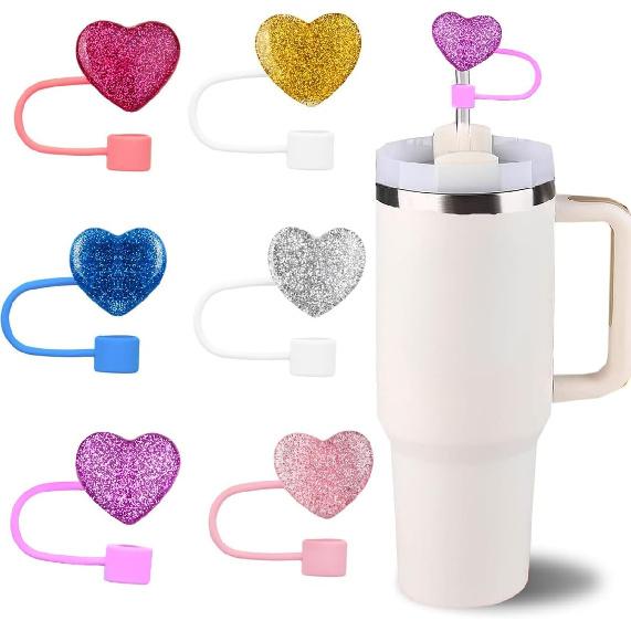 5PCS Butterfly Day Straw Toppers for Stanley Cup New Valentines Day Cover Cap 40oz/30oz Tumbler, 3D Silicone Straw Cover Caps for 10mm Straws,