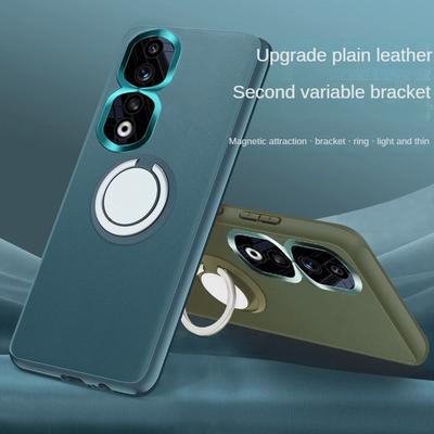 Per Huawei Honor 90 Supporto per anello magnetico Custodia protettiva per fotocamera con obiettivo in metallo per Honor 20 50 60 80 90 Pro 30S 30 70 Pro Plus Custodia in pelle PU