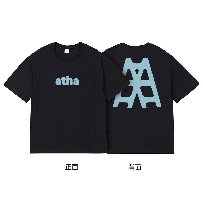 

American Retro Street Short-sleeved T-shirts for A Couple with The Same Basic LOGO Print As ATHA Gali s Tour 4XL