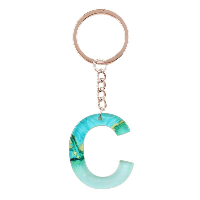 Ciondolo Acrilico con Stampa Oceano Blu con 26 Lettere Inglesi - Ornamento da Appendere alla Moda