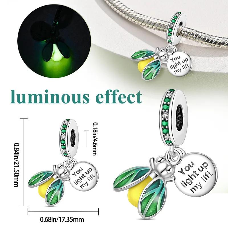 Copper Glow In The Dark Chameleon Charm Fit Original Bracelet Bead For Women Diy Luminous Firefly Fine Jewelry Gift