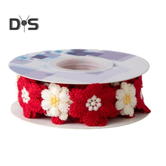 Haftowana wstążka z kwiatami 9,84 stopy Koronkowa taśma Słonecznik Wstążka DIY Koronka Wstążka do szycia Haftowa wstążka do sukni ślubnej Opaska do włosów Ozdoba ubrań