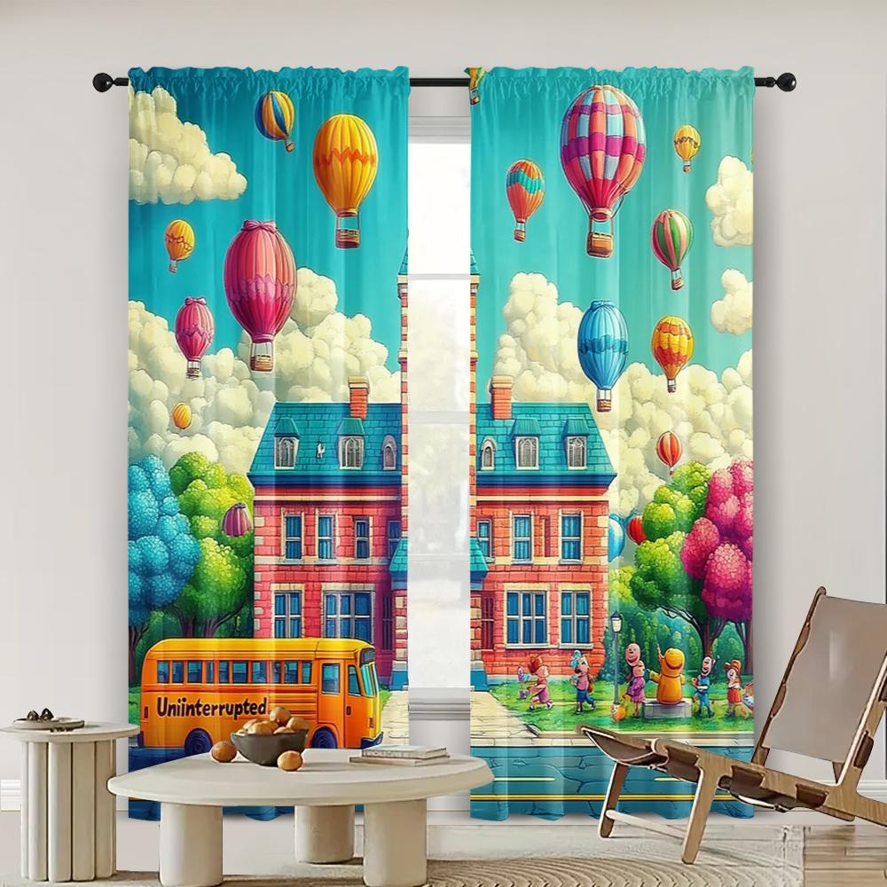 

2 шт., Праздничная занавеска Яркие школьные темы Прочный полиэстер, Без электричества Настенный декор Использовать для классной комнаты, офиса 29x65in(75x166cm)