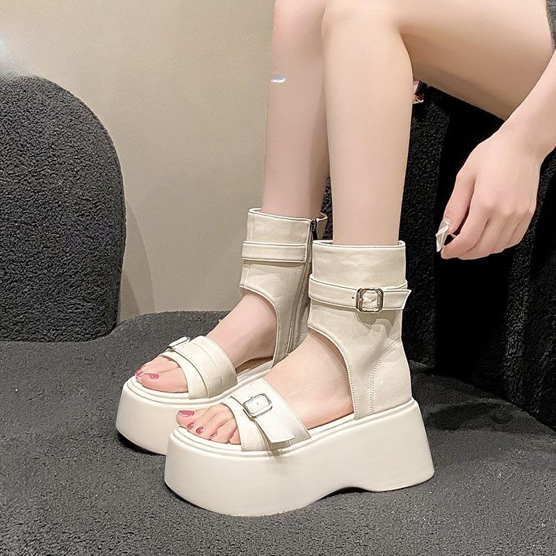 2026 Summer New Small Sponge Cake Soft Bottom Cool Boots Dopamine Thick Bottom High Top Sandals for Women