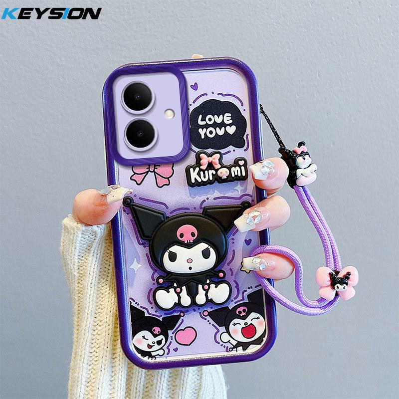 

KEYSION Shockproof Case for TECNO Spark Go 2 with Lanyard Soft Silicone Cute 3D Cartoon Doll Phone Back Cover for Tecno Pop 10 for Spark Go 2