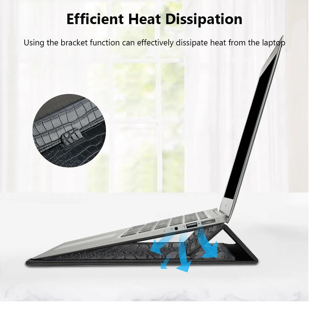 Krokodilleder Klapptasche Tasche Laptop Hülle für Macbook Air 13 14 15 16 Zoll M5 M4 M3 M2 Chip Mac Book Pro Hülle Zubehör
