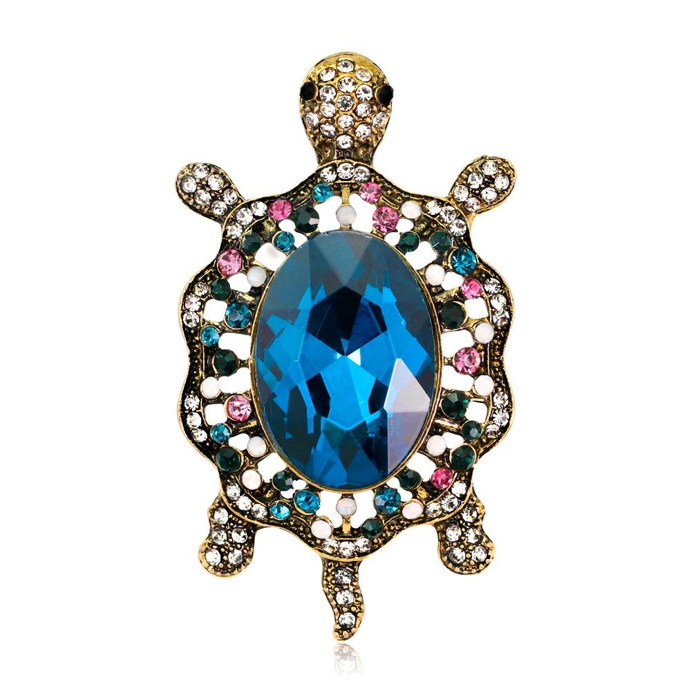 Vintage Rhinestone Cute Cartoon Turtle Brooch, Men's and Women's Clothing Accessories Brooch Pendant Party Jewelry Gifts