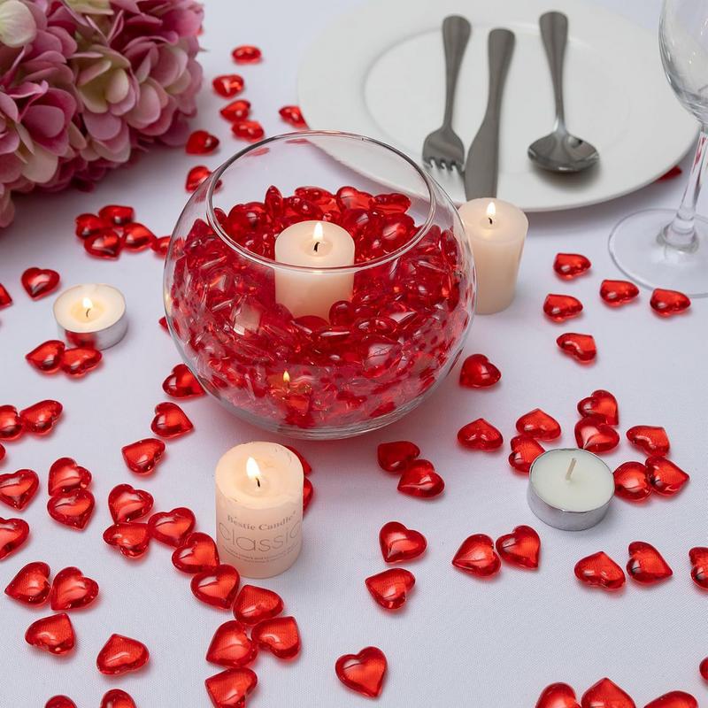 55pcs Table Scatter Gemstones Red Heart Gem Acrylic Crystal Gem for vase filler Valentine Day Wedding Birthday Party Decor Favor