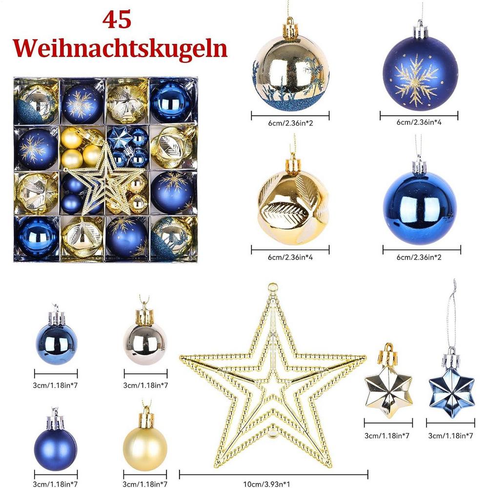 Christmas 6cm Painted Electroplated Ball Set Shatterproof Christmas Tree Decoration Ball Decorations With Hooks For Tree Indoor