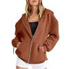 Damen Kordelzug Reißverschluss Niedliche Hoodies Herbstjacke Übergroß Lässige Sweatshirts mit Tasche