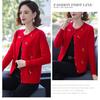 Autumn Winter Women's Wool Cardigan Round Neck Embroidered Knitted Jacket Cardigan Top