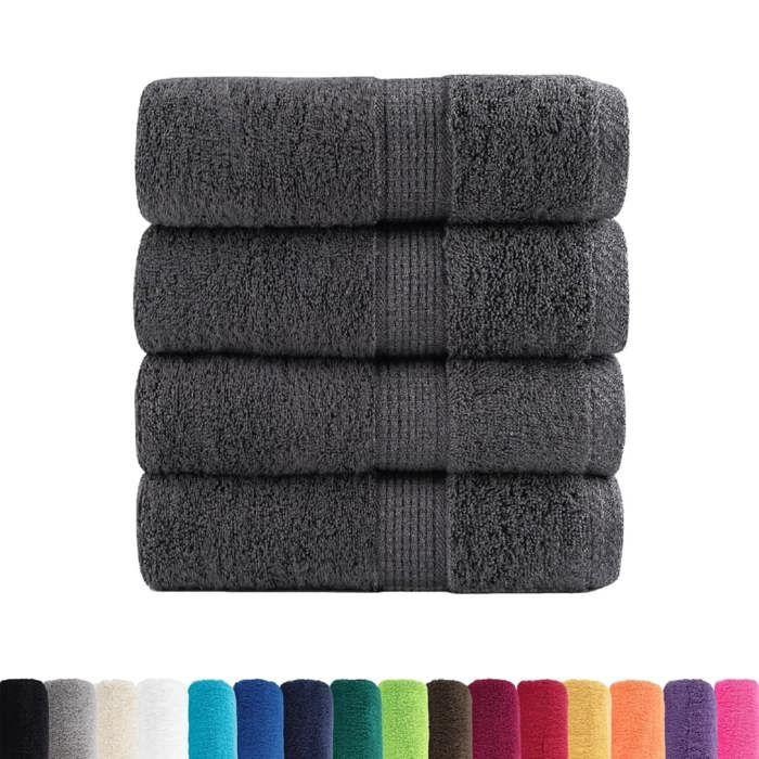 VidaXL Serviettes de toilette premium SOLUND 4 pièces Anthracite 30 x 30 cm 600 g/m² 137149