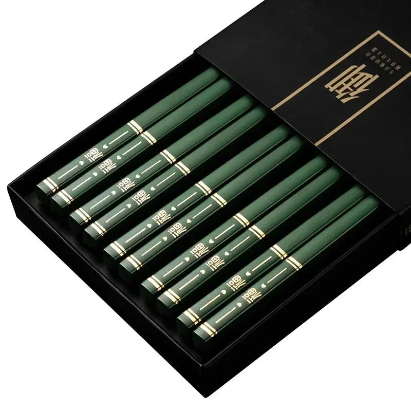 5 Pair Chopsticks Alloy Non-Slip Sushi Chop Sticks Set Japanese Chinese Gift Reusable Chopsticks Tableware Gift Kitchen