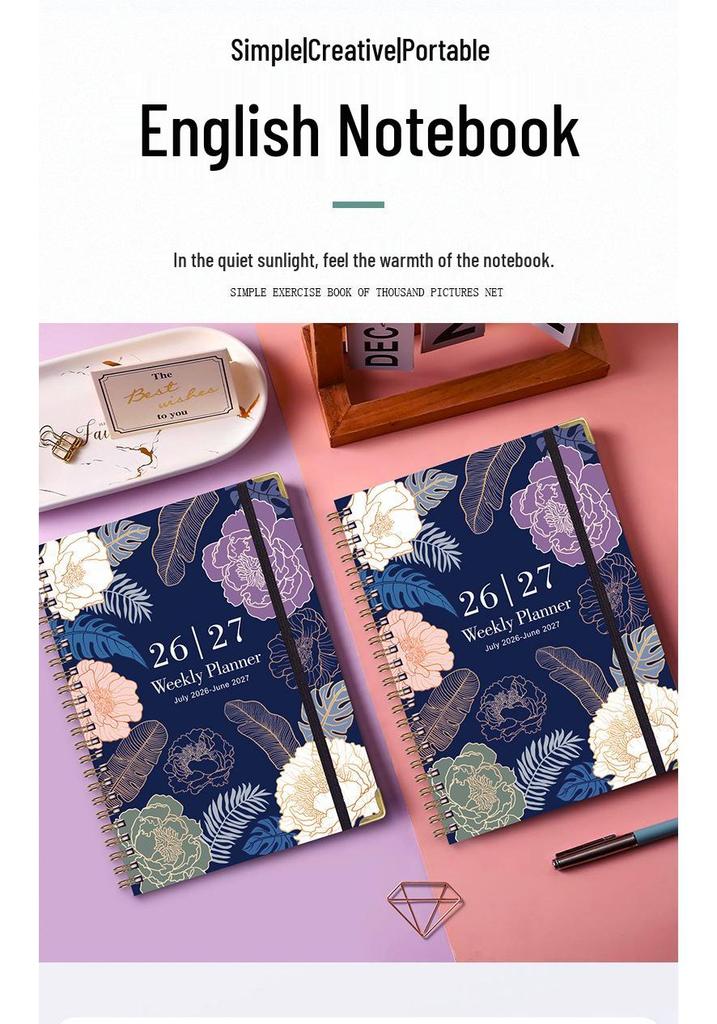 2026 A5 Spiral English Notebook & Planner