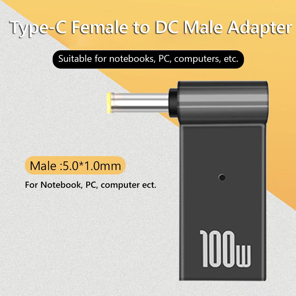 PD 100W PC Power Charger Supply Adapter Connector Female Type-C To DC Male Jack Plug Converter For Dell/HP/ASUS Laptops