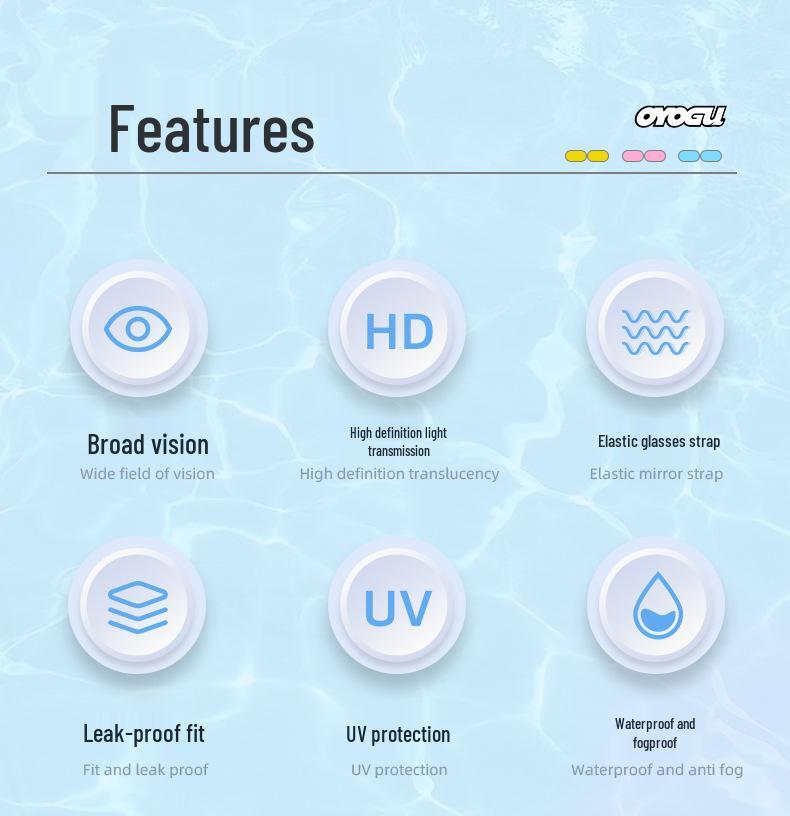 High-Definition Waterproof Anti-Fog Color-Plated Racing Swimming Goggles