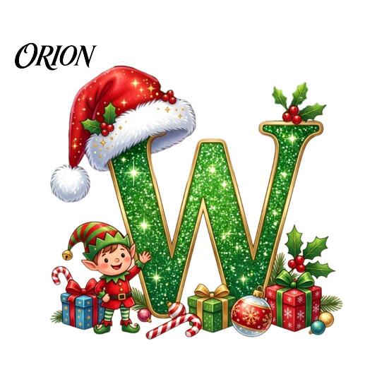 Unique Festive Gift for Family Personalized 26 Alphabet Christmas Ornament with Santa Hat Elf Design, Acrylic Customized Wrapping Tag Hanging