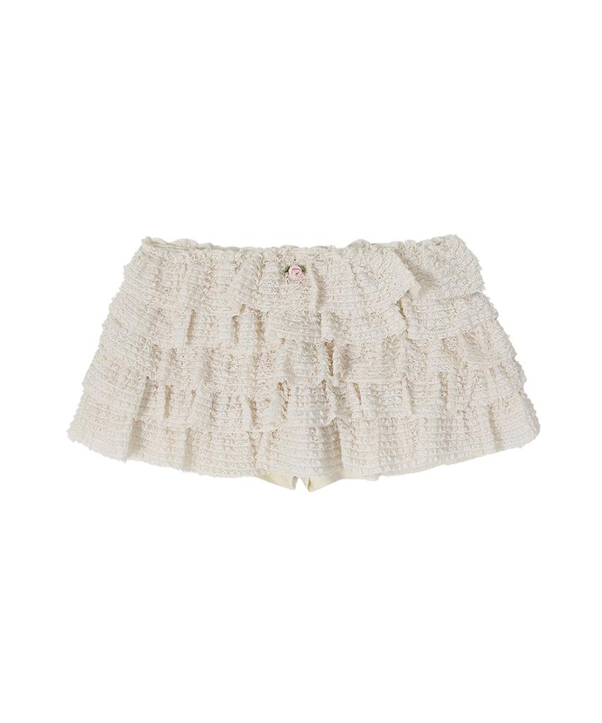 Crank Lace Tiered Skirt Pants_Cream