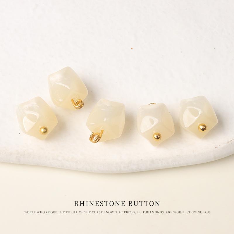 5pcs Color Resin Cut Face Gold Nail Buttons, National Style Cheongsam Hanfu Buttons, Shirt Cardigan Sweater Decorative Buttons