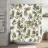 Leaf Pattern Shower Curtain Waterproof Bath Decoration Decor Green Beige Tones (180 x 240 cm)