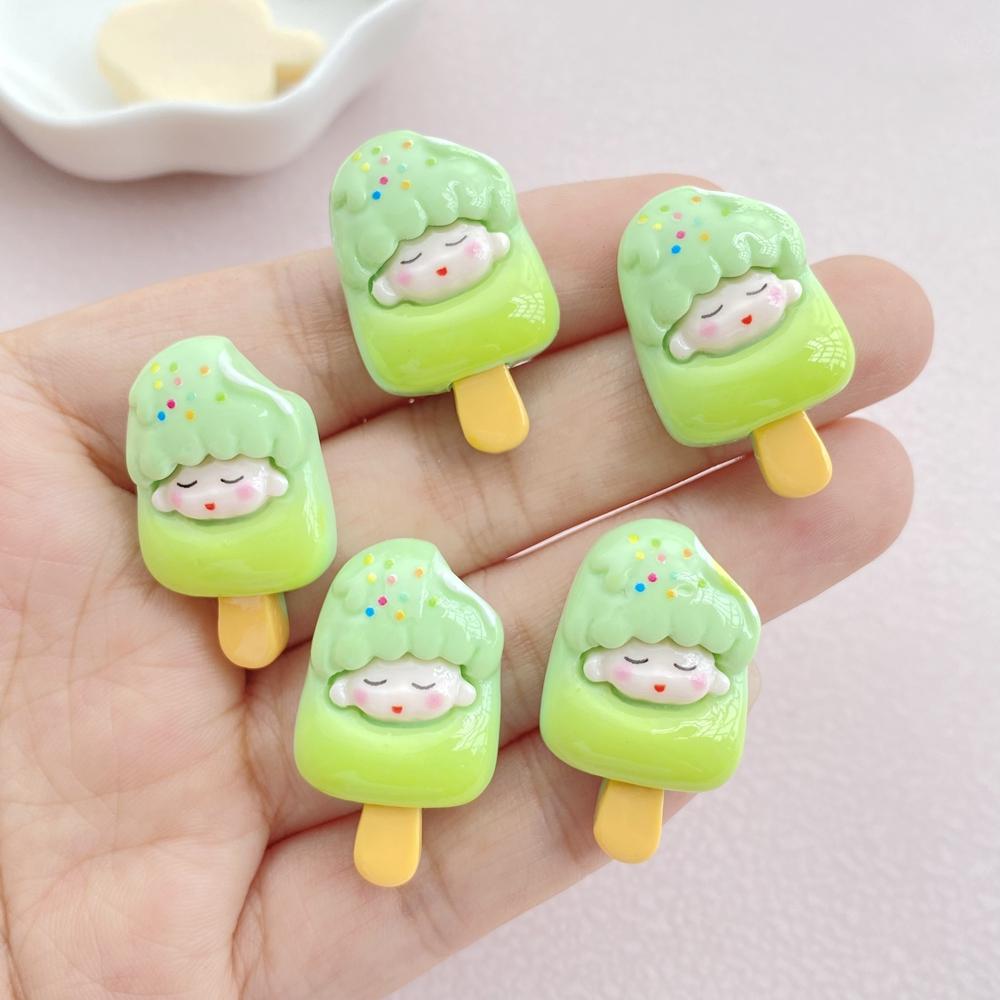 10 Stück Cartoon Kleines Mädchen Eis Harz Dekoration Bastelartikel Flache Rückseite Scrapbooking Handy Dekoration Verzierungen DIY Zubehör