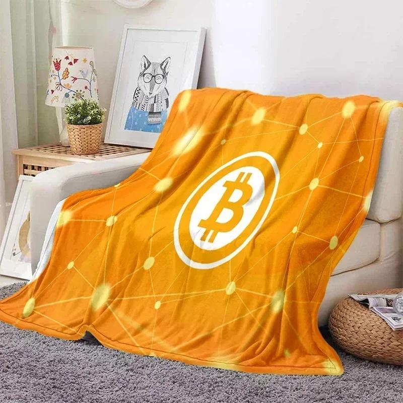 Bitcoin Soft Throw Blanket Game Blanket Bed Throw Blanket Warm Cartoon Printed Bedspread Bed Couch Sofa Birthday Gifts for Boys