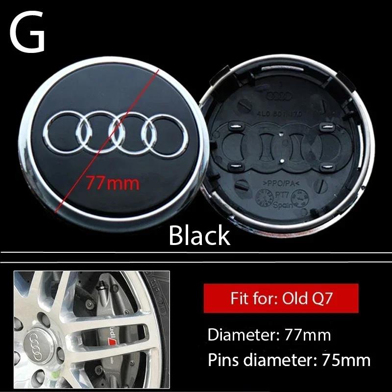 4Pcs 77mm Car Wheel Center Hub Cap 4L0601170 For  Audi A3 A5 A4 A6 A7 Q3 Q5 Q7 Rim Cover Emblem Stickers Hubcaps Auto Accessories