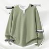 MINISO Men's Casual Waffle Knit Long Sleeve V-Neck T-Shirt