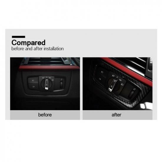 Luxury Carbon Fiber Headlight Switch Interior Trim Sticker For BMW 3 4 F30 F34
