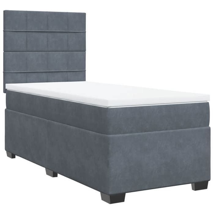 Maison Exclusive - Slatted Bed Base and Mattress Dark Grey 90x200 Cm Velvet