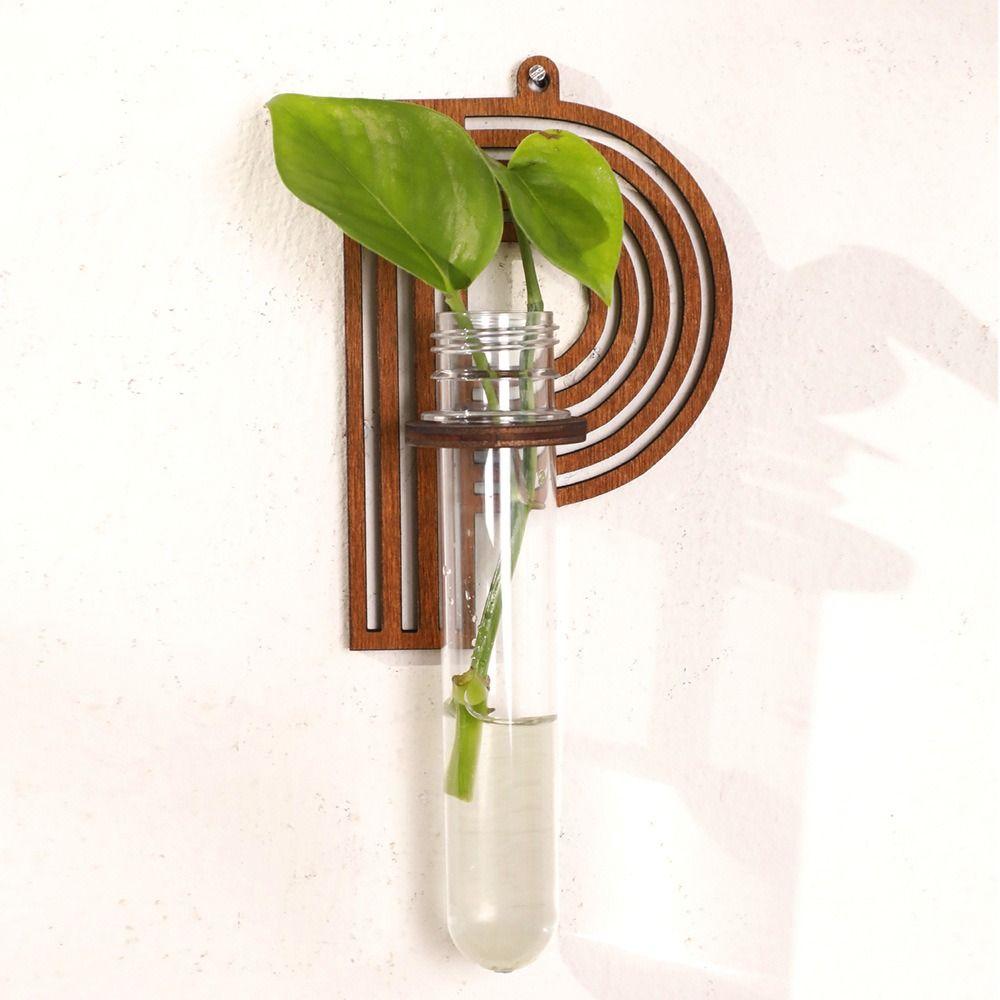 Wooden Hydroponic Planter Shelf Home Ornaments Vase Wall Mounted Planter A-Z Alphabet Hollow Out Wall Decoration Plant Lover