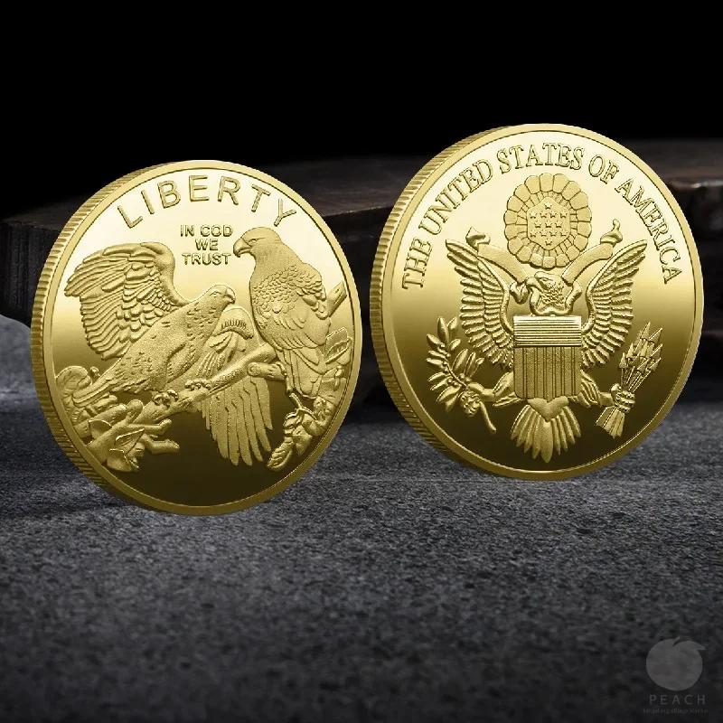 Souvenir Coin American Eagle of Liberty Commemorative Coin Double Eagle Lucky Gold Silver Coin Commemorative Medal