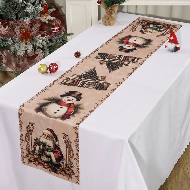 Santa Claus Christmas Table Runner Merry Christmas Decoration for Home 2026 Xmas Party Table Decor Navidad Noel New Year 2026