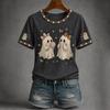 Women's Casual Halloween Print Short Sleeve T-Shirt Top for Everyday Outfits